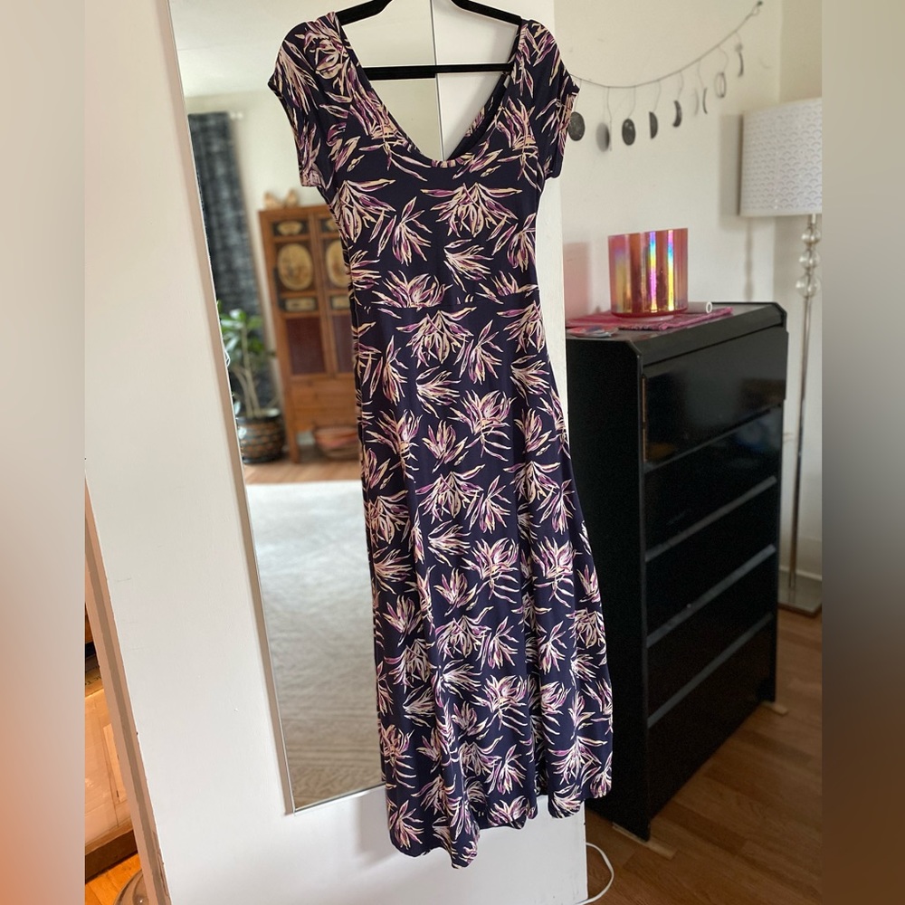 PACT Organic Fit & Flare Crossback Maxi, Golden Hour Leaves